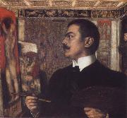 Franz von Stuck Self-Portrait at the Easel Spain oil painting artist